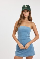 Strapless Denim Waist Tie Skort Mini Dress