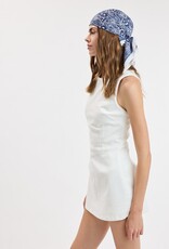 Denim Fitted Sleeveless Shift Mini Dress With Built In Shorts