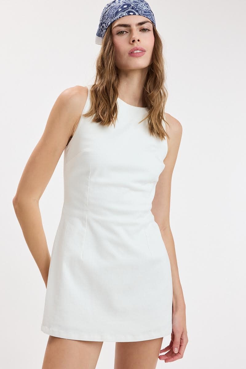 white fitted sleeveless dress Chella Sleeveless Mini Dress White main image 0