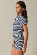 Button Front Striped Fitted Romper