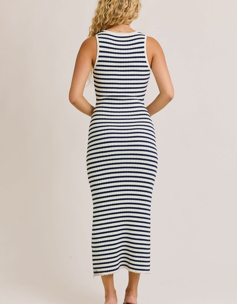 Tobi Striped Ribbed Midi Dress