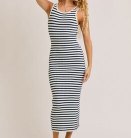 Tobi Striped Ribbed Midi Dress