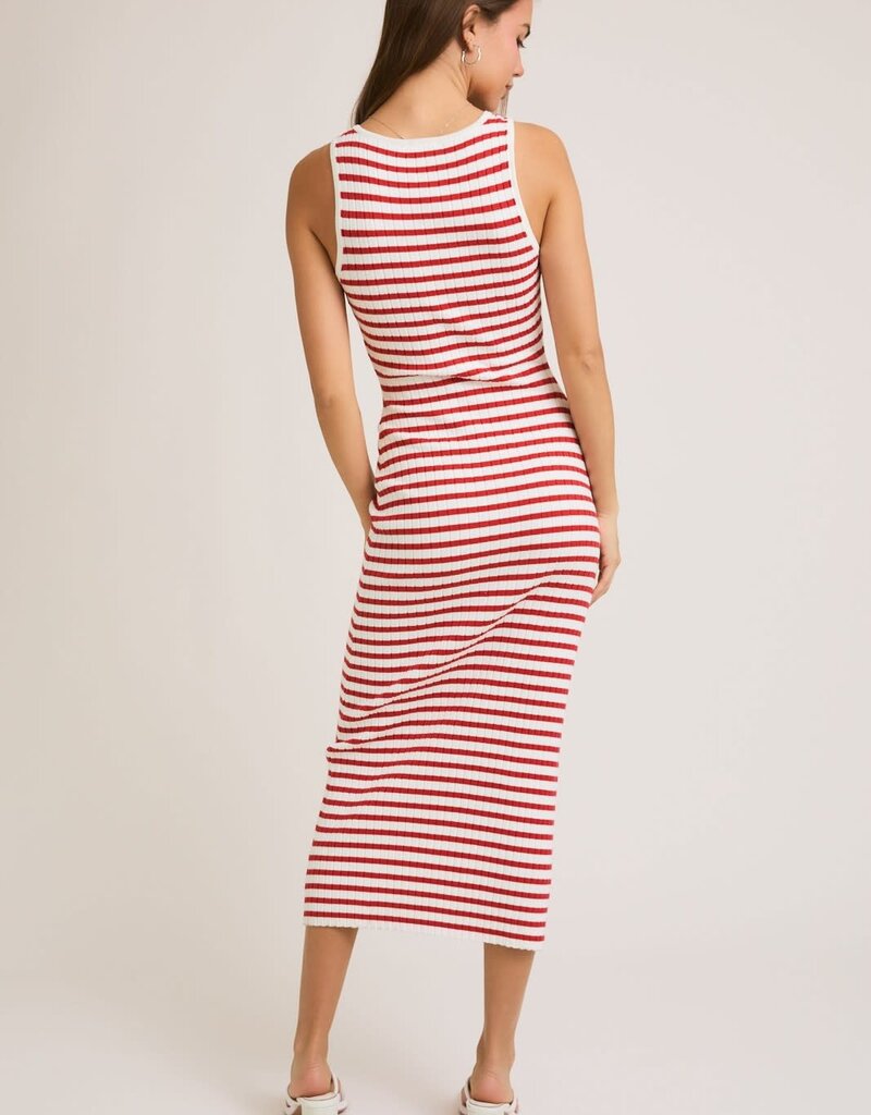 Tobi Striped Ribbed Midi Dress
