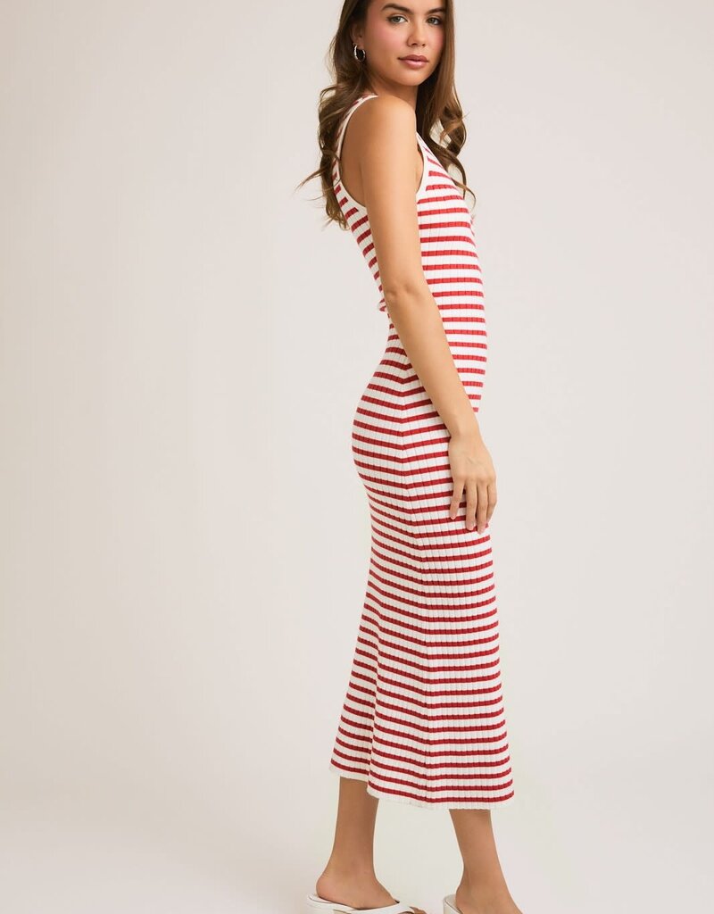 Tobi Striped Ribbed Midi Dress