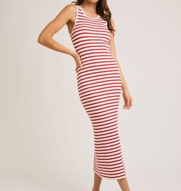 Tobi Striped Ribbed Midi Dress