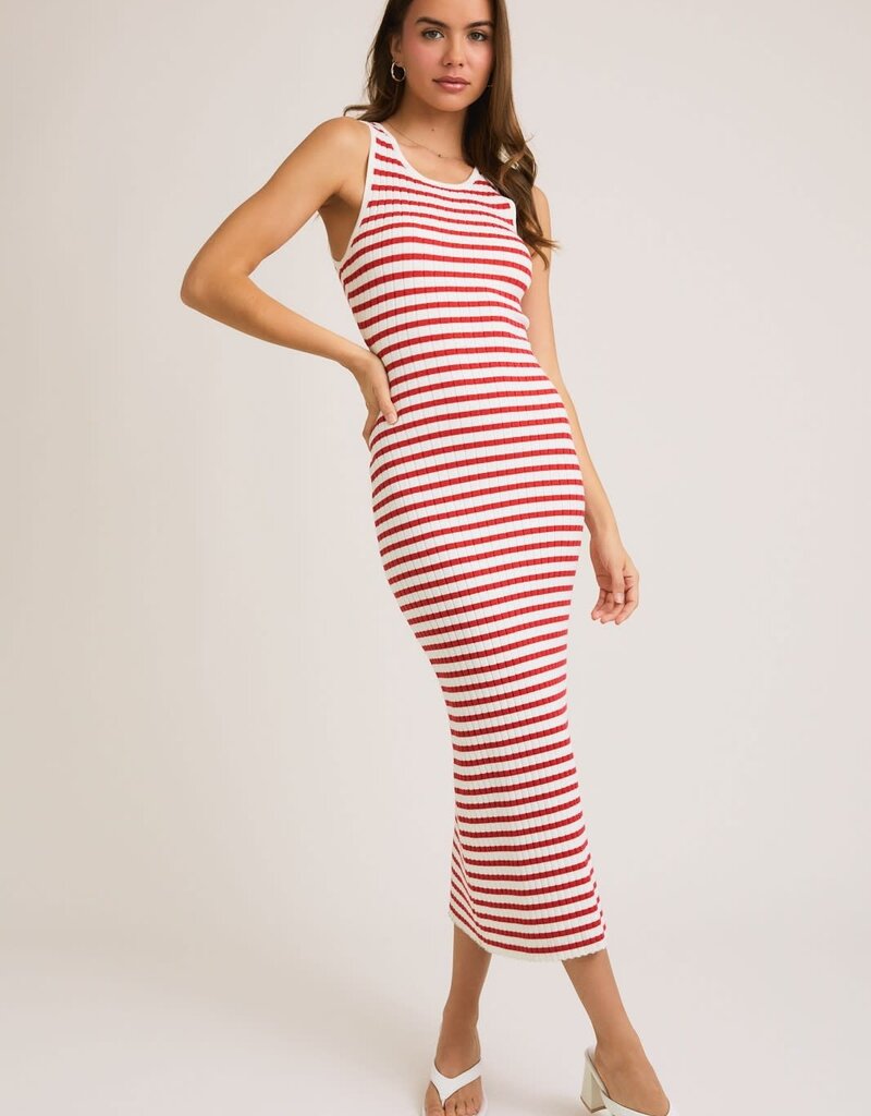 Tobi Striped Ribbed Midi Dress