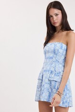 Front Pocket A Line Strapless Floral Mini Dress