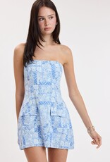 Front Pocket A Line Strapless Floral Mini Dress