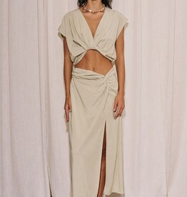 Twist Front Cutout Midi Dress