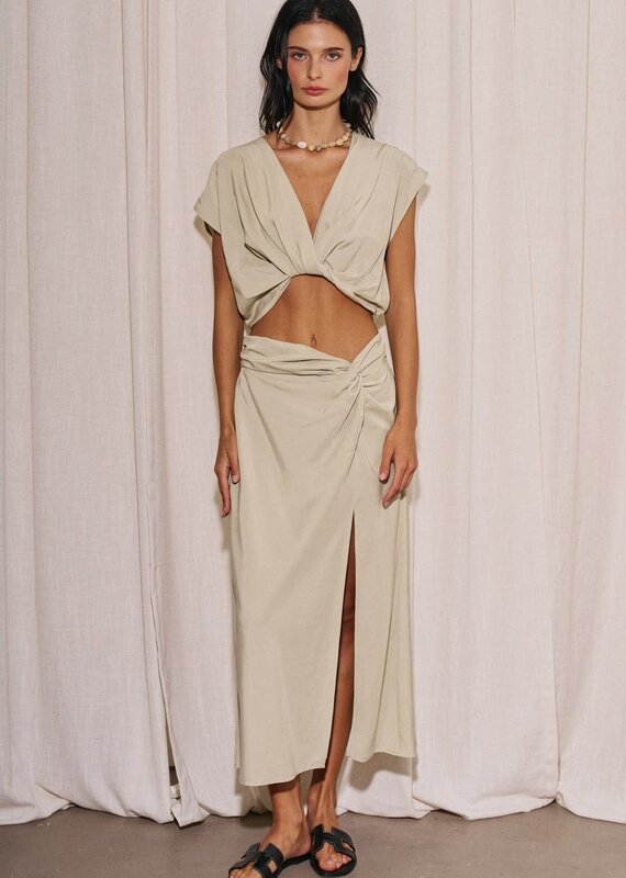 Twist Front Cutout Midi Dress