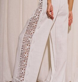 Linen Lace Trim Pants