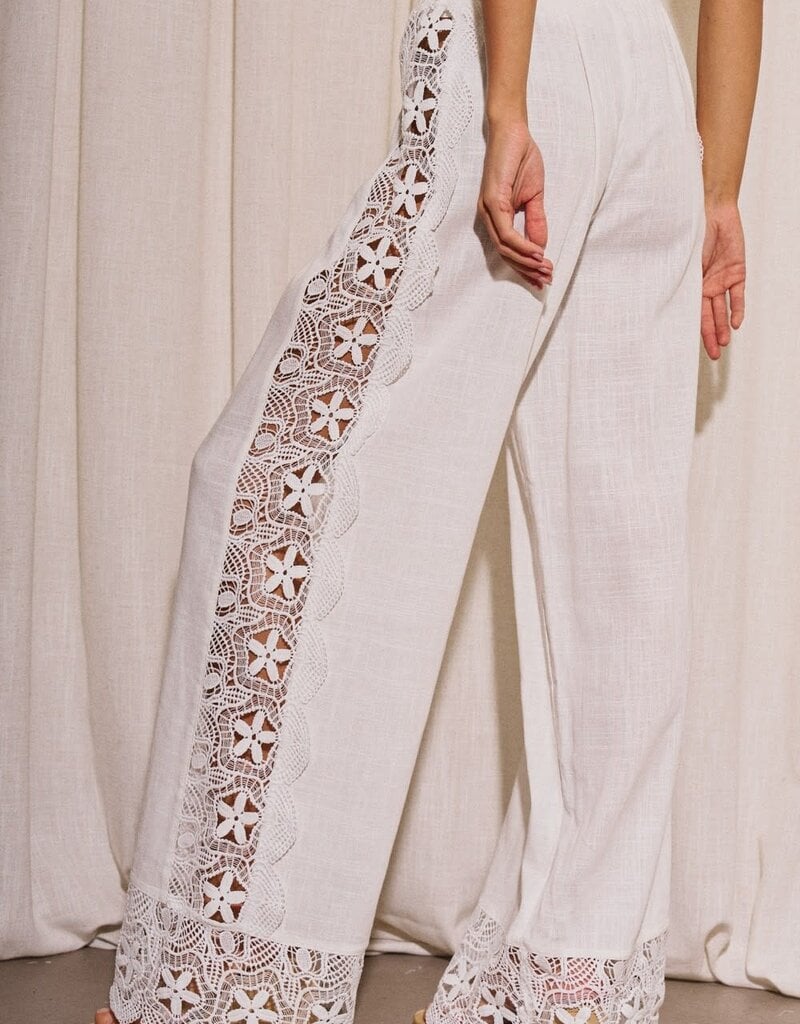 Linen Lace Trim Pants