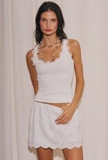 Eyelet Scallop Edge Skort Mini Skirt