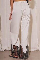 Satin Lace Trim Pants
