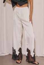 Satin Lace Trim Pants