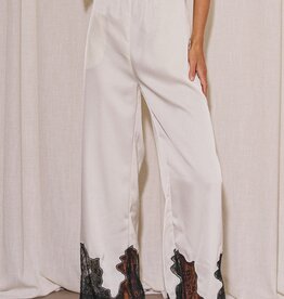 Satin Lace Trim Pants