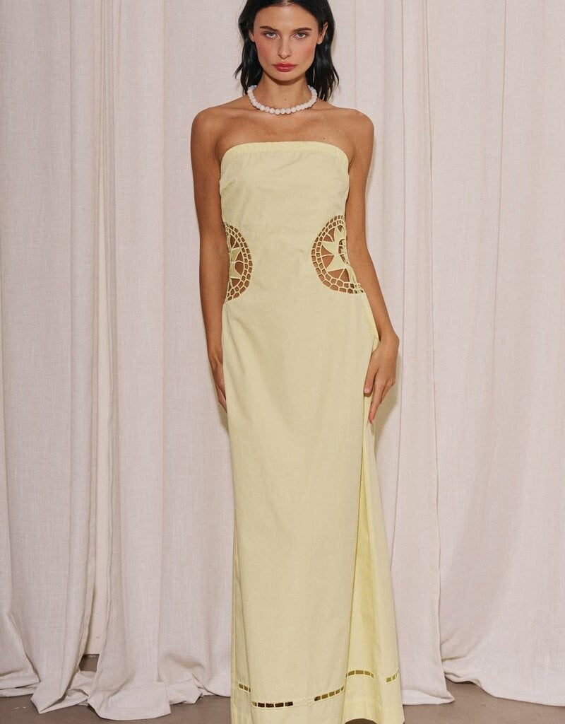 Embroidered Side Strapless Maxi Dress