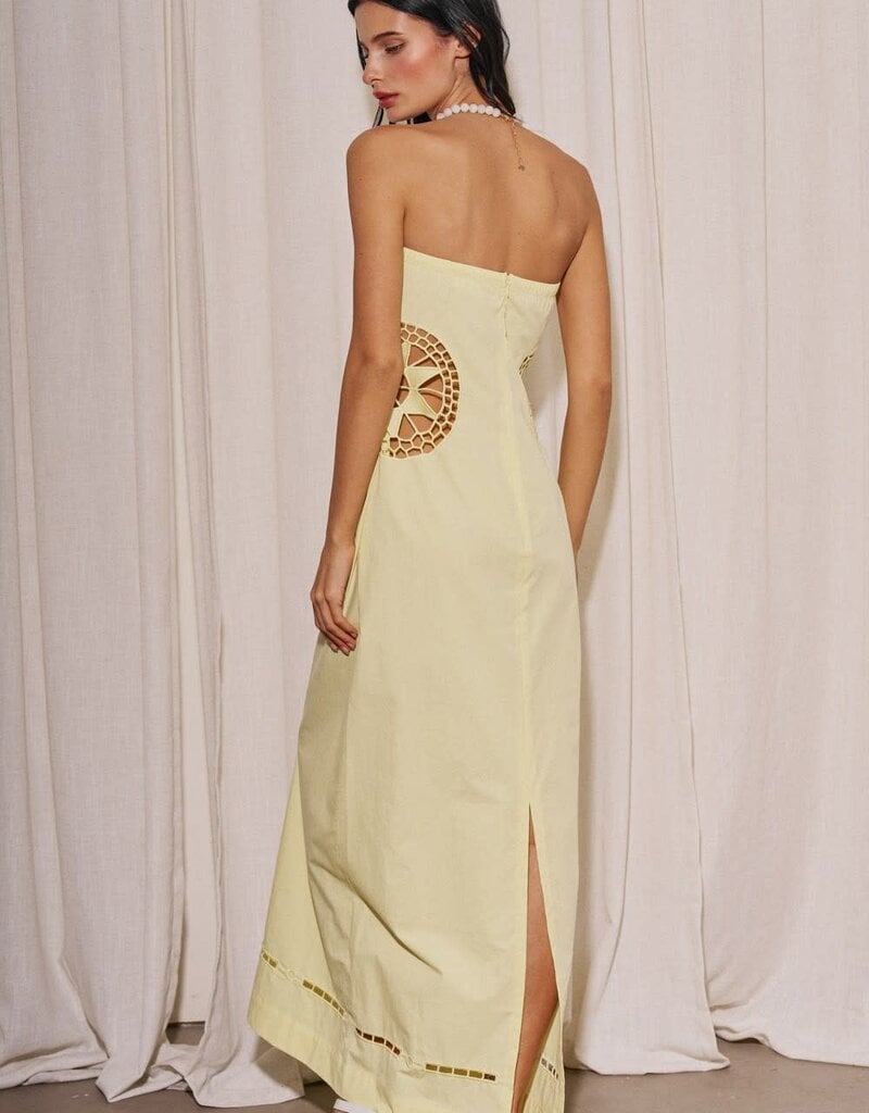Embroidered Side Strapless Maxi Dress