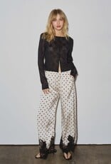 Polka Dot Satin Lace Trim Pants