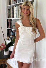 Linen Single Shoulder Strap Mini Dress