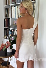 Linen Single Shoulder Strap Mini Dress