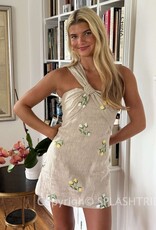 Maude Club WES Embroidery Linen One Shoulder Mini Dress