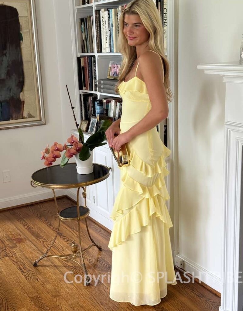 gold ruffle maxi dress Jenny Ruffle Maxi Dress, in Gold Glimmer, Size: XS | Show Me Your Mumu main image 0