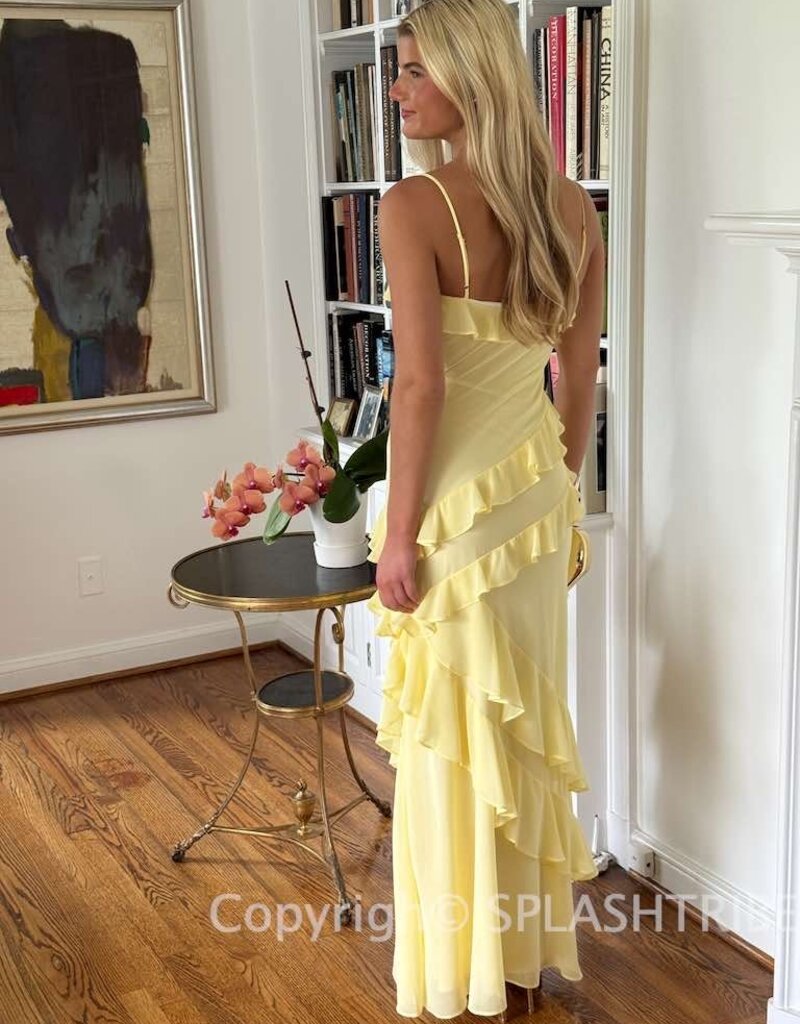 Eva Chiffon Cami Strap Ruffle Maxi Dress