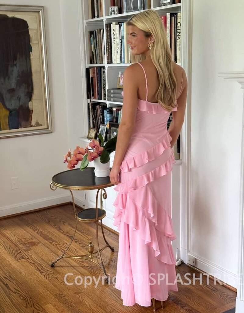 Eva Chiffon Cami Strap Ruffle Maxi Dress