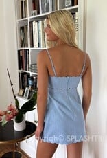 Linen Scallop V Neck Mini Dress