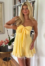 Swiss Dot Strapless Tie Front Mini Dress