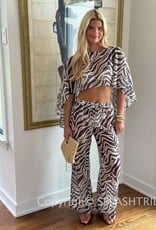 Zebra Poncho Wide Leg Pant Set
