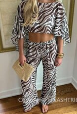 Zebra Poncho Wide Leg Pant Set
