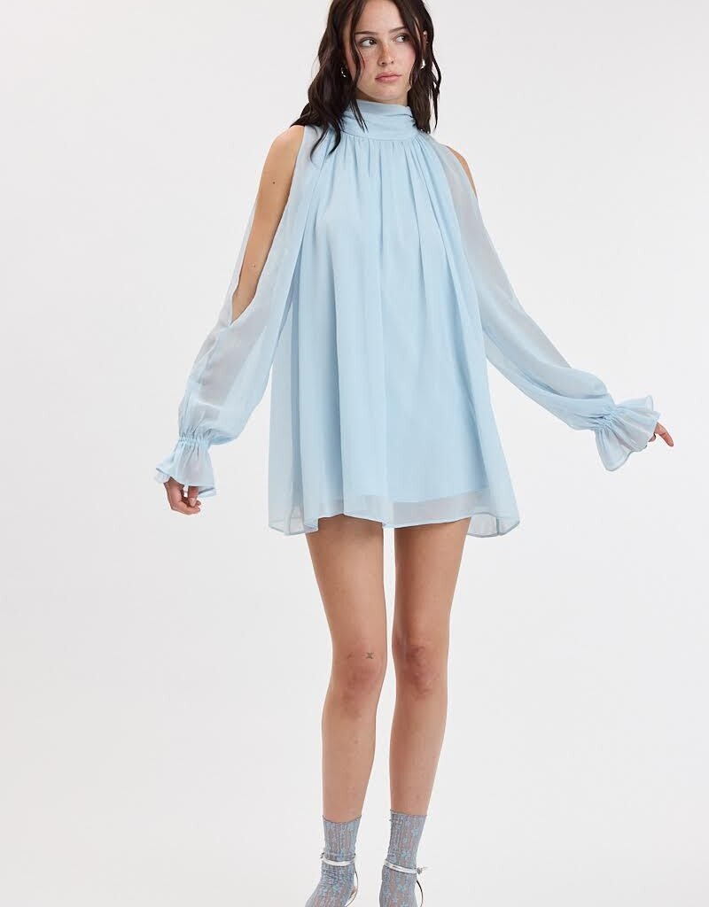 Celine Chiffon Long Sleeve Flowy Mini Dress