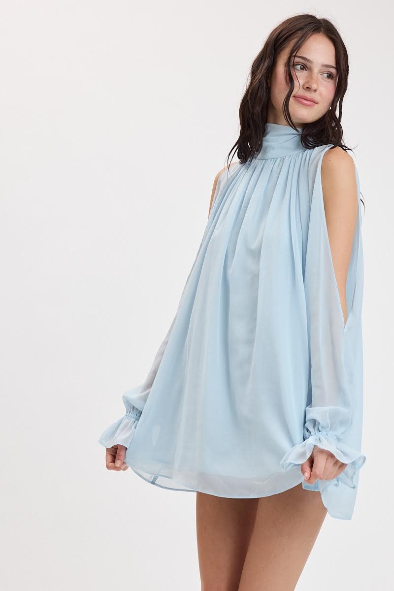 long sleeve flowy dress Boho Sleeved Flowy Lace Chiffon Wedding Dress