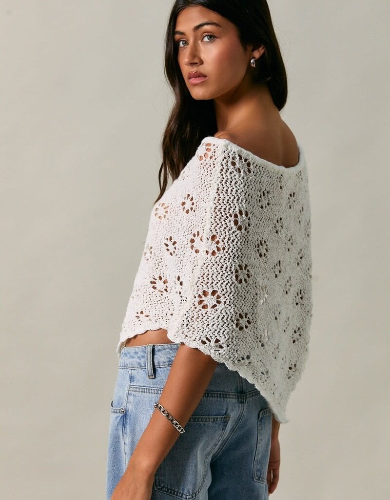 Openwork Detail Sweater Poncho