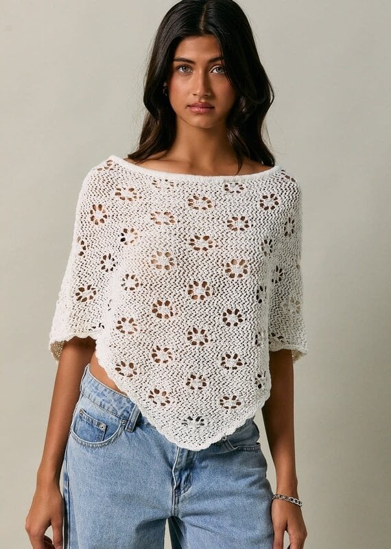 Openwork Detail Sweater Poncho