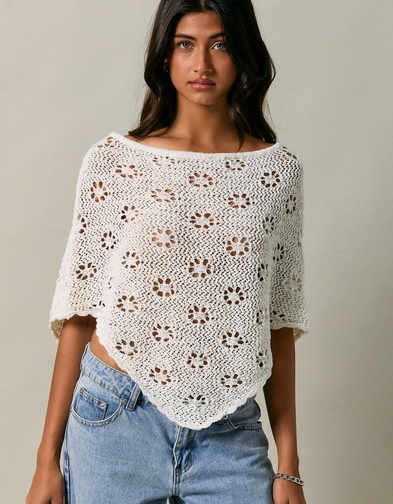 Openwork Detail Sweater Poncho