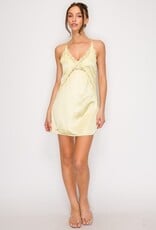 Amelia Lace Trim Satin Slip Mini Dress