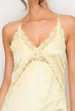 Amelia Lace Trim Satin Slip Mini Dress