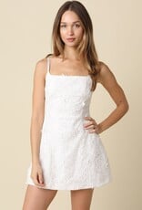 Embroidered Floral Square Neck Mini Dress