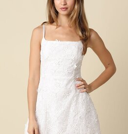 Embroidered Floral Square Neck Mini Dress