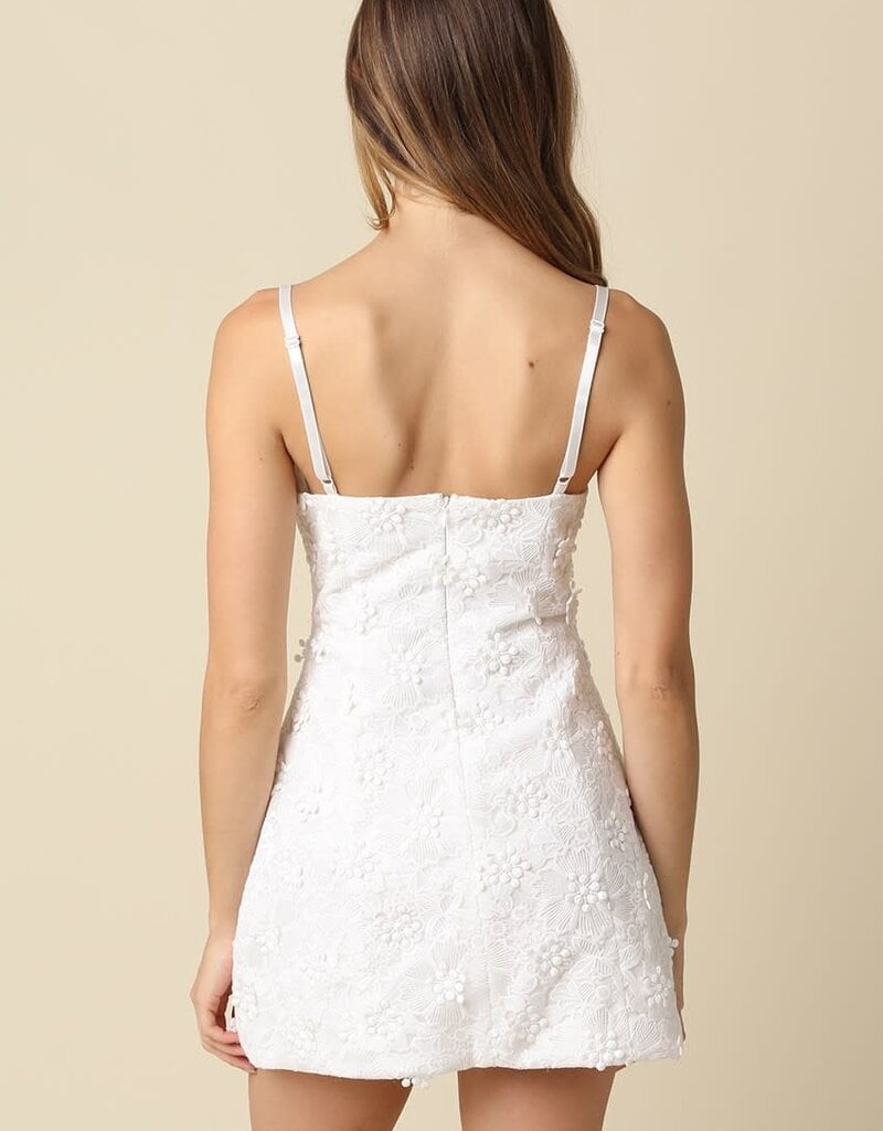 Embroidered Floral Square Neck Mini Dress