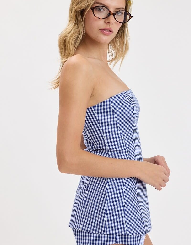 Gingham Strapless A Line Top & Short Set