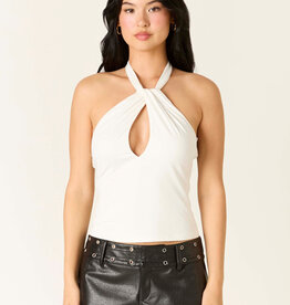 Twist Keyhole Cutout Halter Top