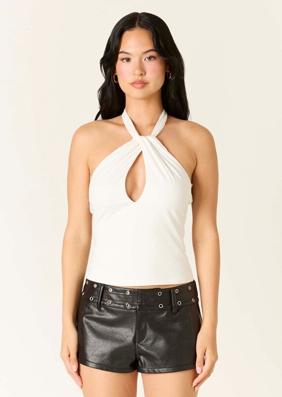 Twist Keyhole Cutout Halter Top