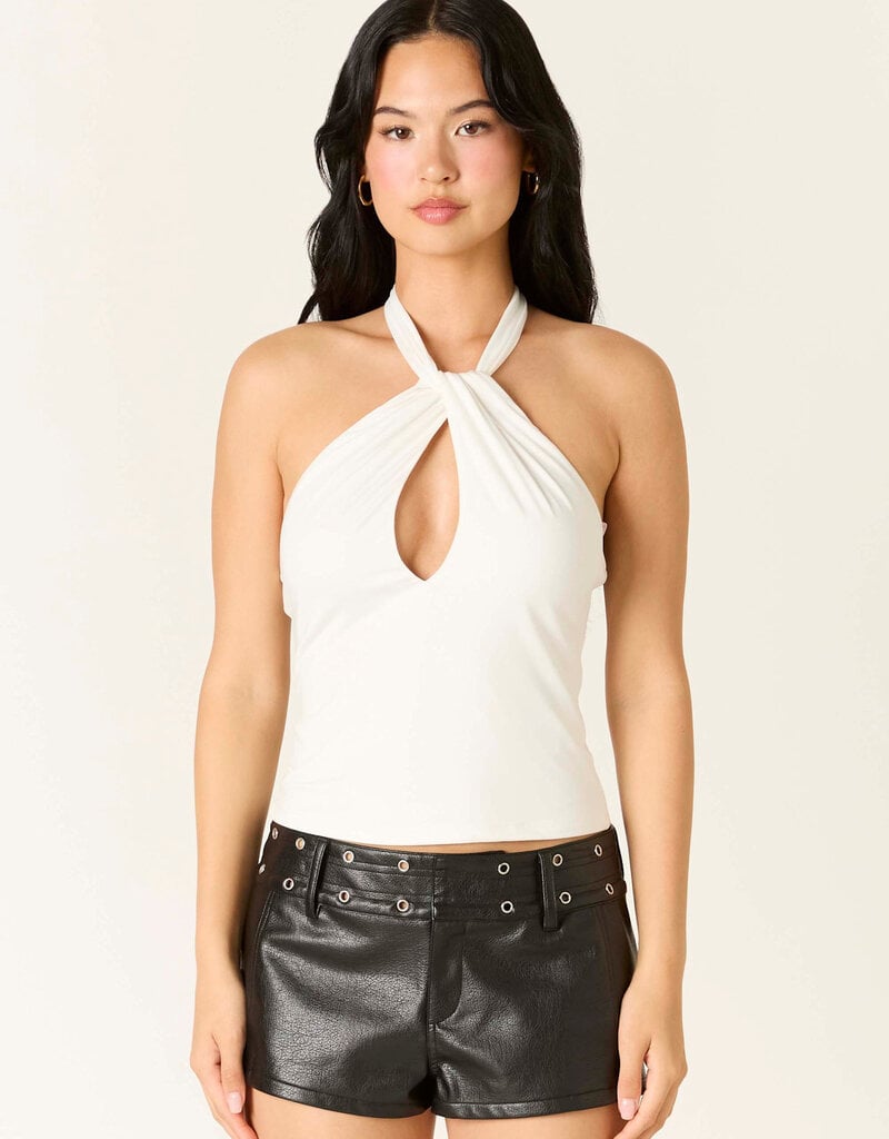 Twist Keyhole Cutout Halter Top