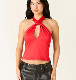 Twist Keyhole Cutout Halter Top