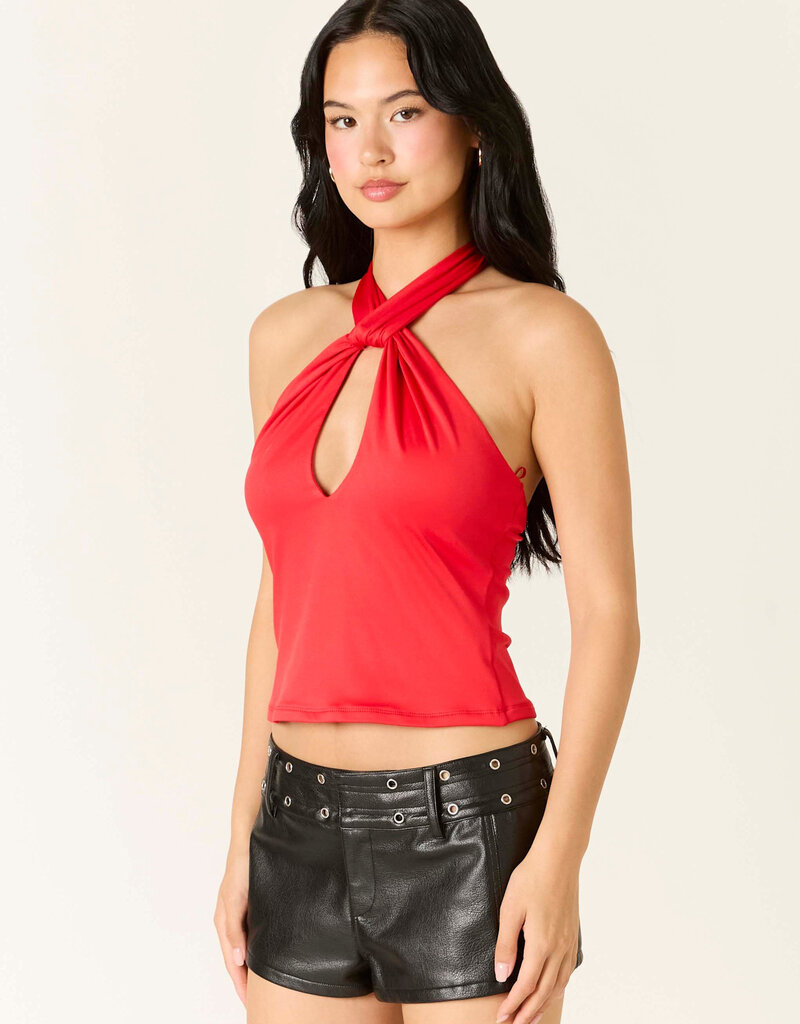 Twist Keyhole Cutout Halter Top