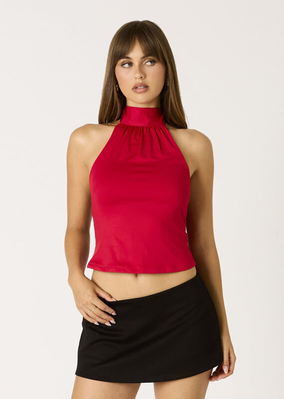 Ruched Neck Halter Top